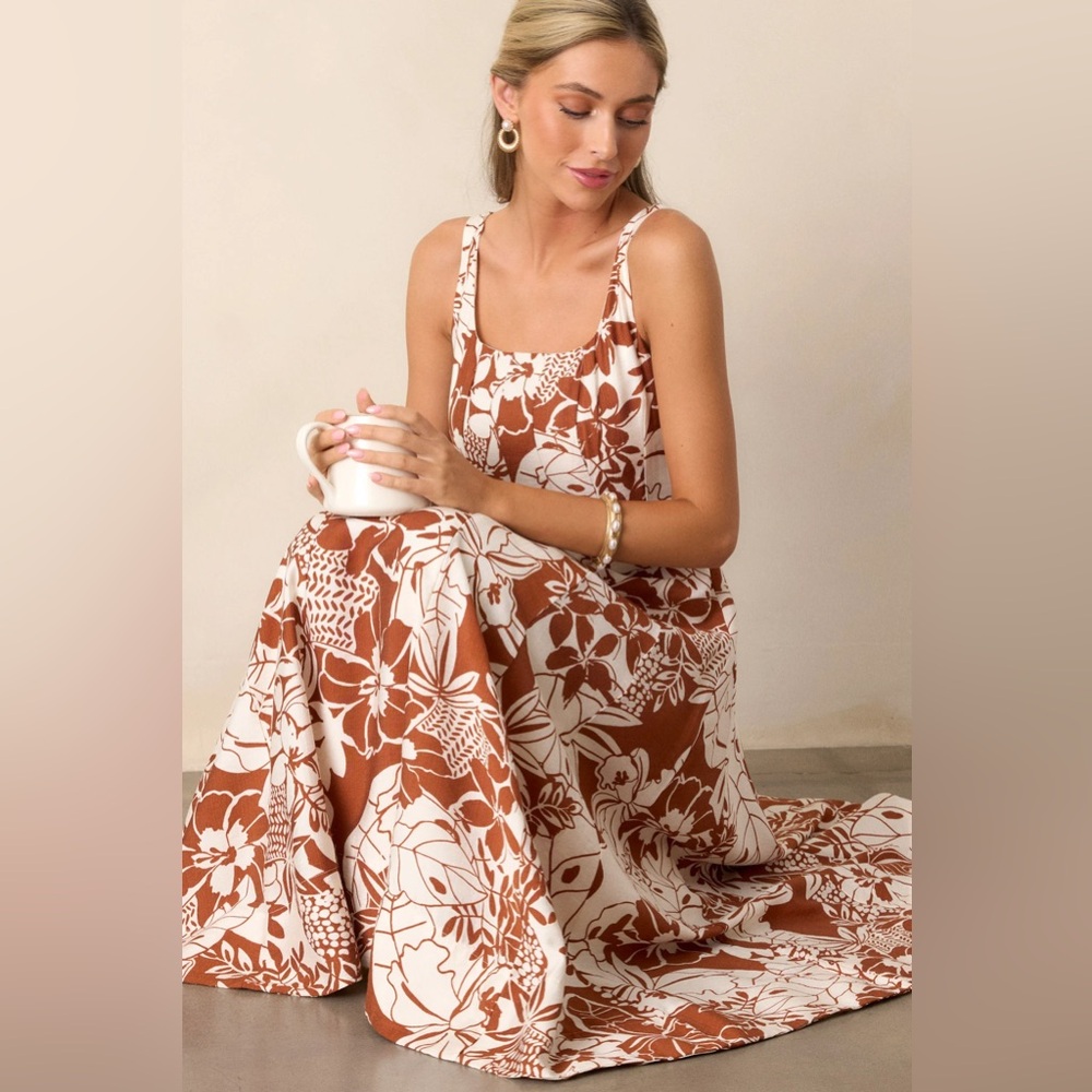NWT! Young Love Caramel Floral Midi Dress